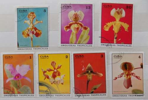 Cuba - 1971 - Tropical orchids - Set of 7 cancelled stamps
