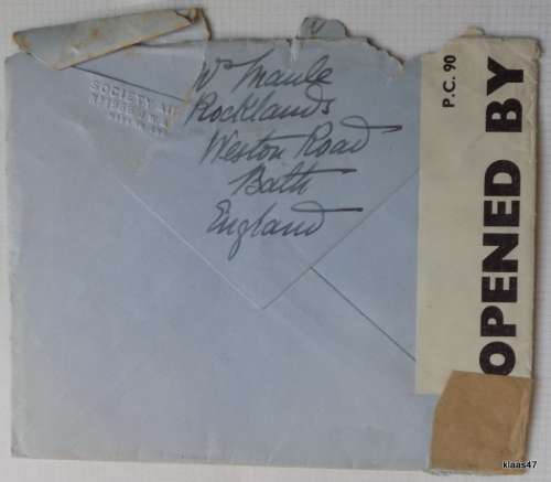 Censored Mail - 1941 - From Bath, Enland to California, USA - Examiner 2546