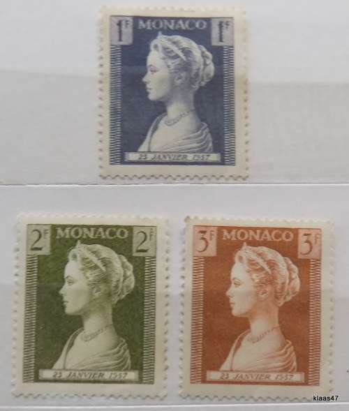 Monaco - 1957 - Birth of Princess Caroline of Monaco - 3 Unused hinged stamps