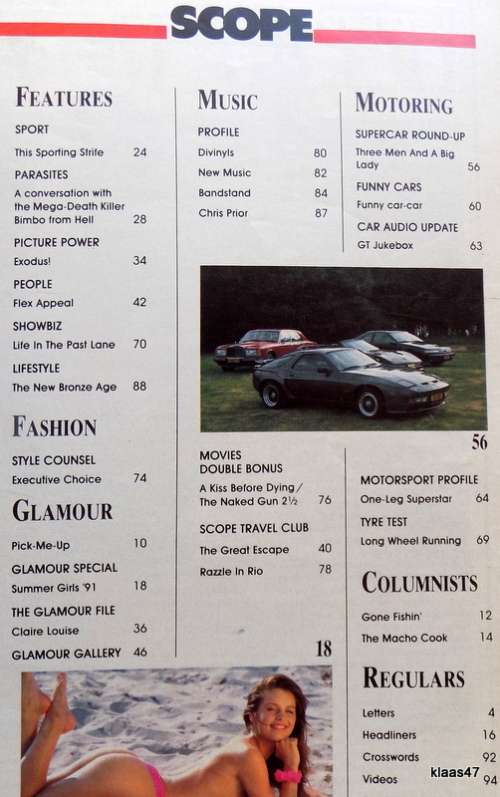 Vintage Scope - Vol 26 No 18 - Oct 1991 - Collector`s Edition -  With Centrefold Anna-Maria Welch