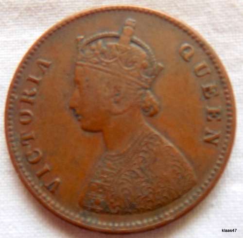 India - 1862 - ½ Anna - Victoria - Copper