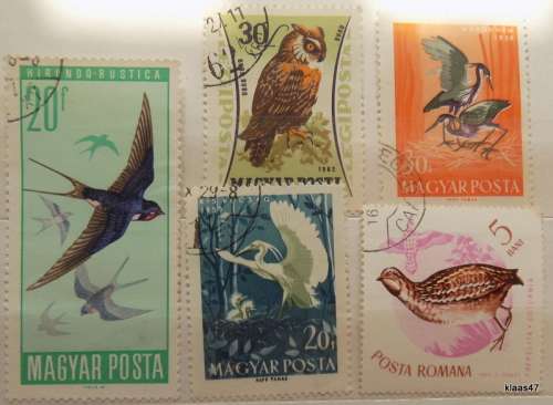 Hungary - Theme: Birds - Mixed lot of 5 used hinged stamps
