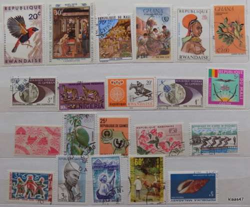 World Mix - Mixed Lot of 21 Used hinged stamps