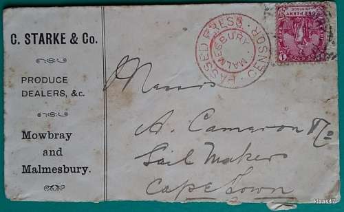 Boer War Era Censor Letter - Malmesbury to Cape Town - FE 27 02
