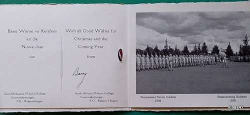 Paratus Greetings Card - S A Military College, Voortrekkerhoogte - 1939  (Permanent Force Cadets)