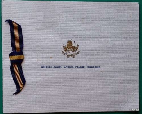 British South Africa Police, Rhodesia - Greetings Card - 11 DEC 1974 - P.T.C. Serv and Sales Manager
