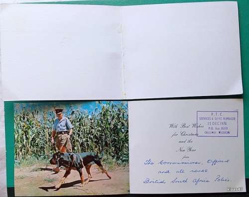 British South Africa Police, Rhodesia - Greetings Card - 11 DEC 1974 - P.T.C. Serv and Sales Manager