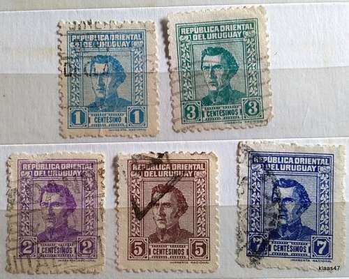 Uruguay - 1953 - Definitives - Gen. Jose Artigas - 5 Used stamps