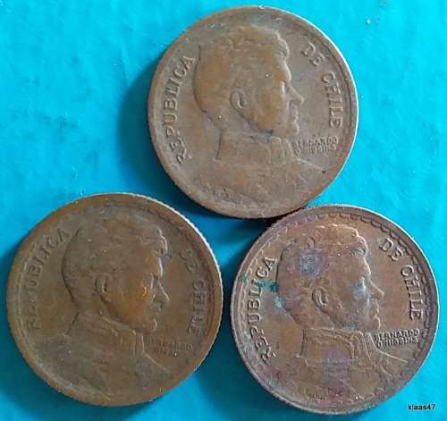 Chile - 1 Peso x3  -  1942/44/49 - Copper