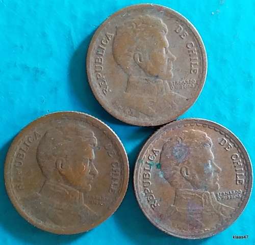 Chile - 1 Peso x3  -  1942/44/49 - Copper