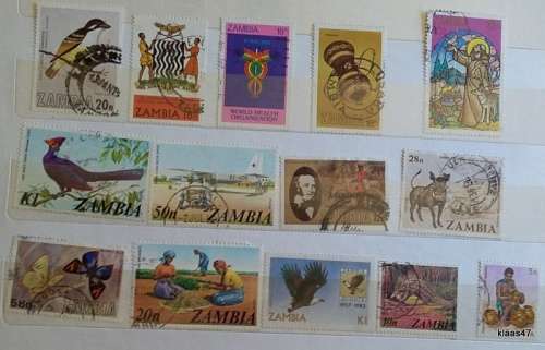 Zambia - Mixed Lot of 14 Used stamps