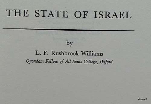 The State of Israel - L.F. Rushbrook Williams - Hardcover