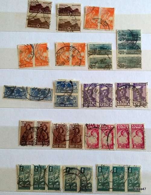 Union of South Africa - 1942-44 - War Effort reduced size - Mixed Lot Used Hinged.