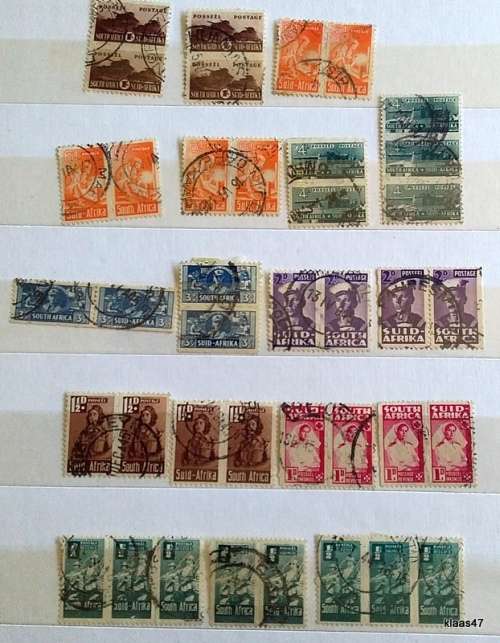 Union of South Africa - 1942-44 - War Effort reduced size - Mixed Lot Used Hinged.