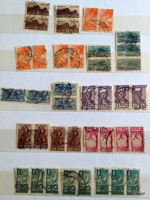 Union of South Africa - 1942-44 - War Effort reduced size - Mixed Lot Used Hinged.