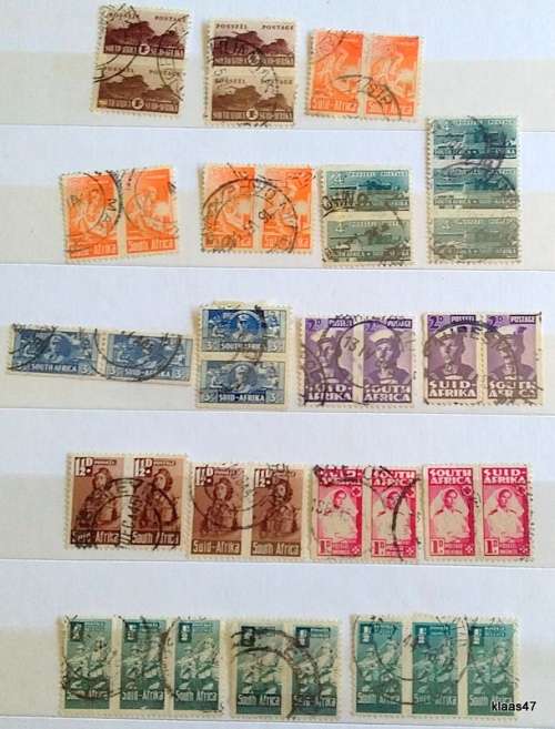 Union of South Africa - 1942-44 - War Effort reduced size - Mixed Lot Used Hinged.