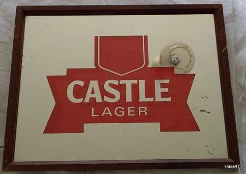 Vintage Castle Lager Bar Mirror Sign - 32.5x24.6cm