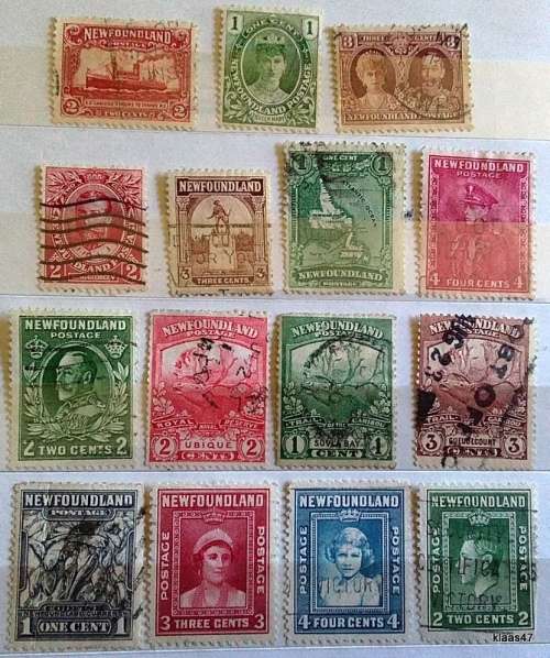 Newfoundland - Mixed Lot of 15 Used Hinged stamps