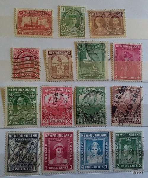 Newfoundland - Mixed Lot of 15 Used Hinged stamps