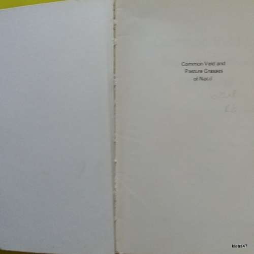 Common Veld and Pasture Grasses of Natal - Tainton, Bransby, deV. Booysen - Paperback