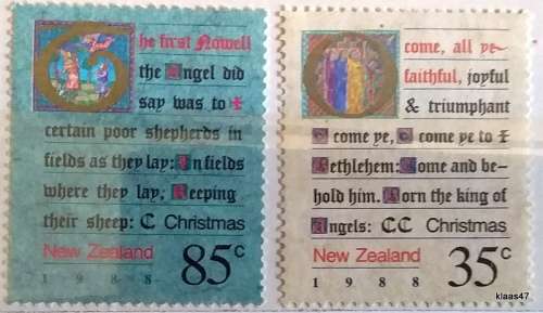 New Zealand - 1988 - Christmas Carol - 2 Used Hinged stamps
