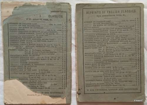 Chambers`s Reprints of English Classics - Milton`s Paradise Lost - Book 1 and 2 - 1882/3
