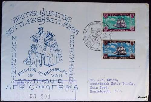 RSA - 1820 British Settlers Monument - FDC - Special cancellation and Grahamstown Reg No 03 201
