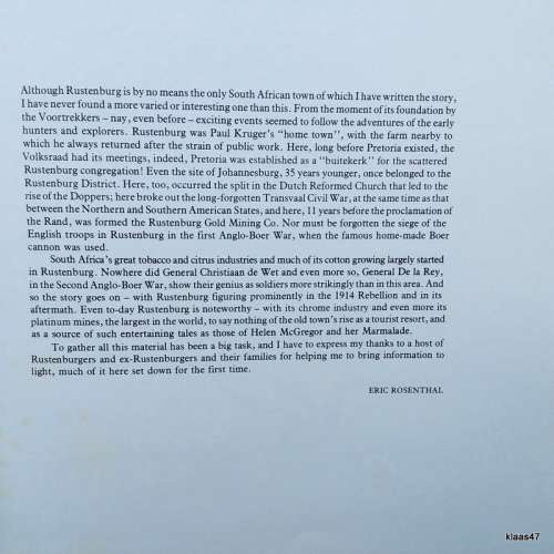 Rustenburg Romance - Eric Rosenthal - Hardcover (The History of a Voortrekker Town) 1979