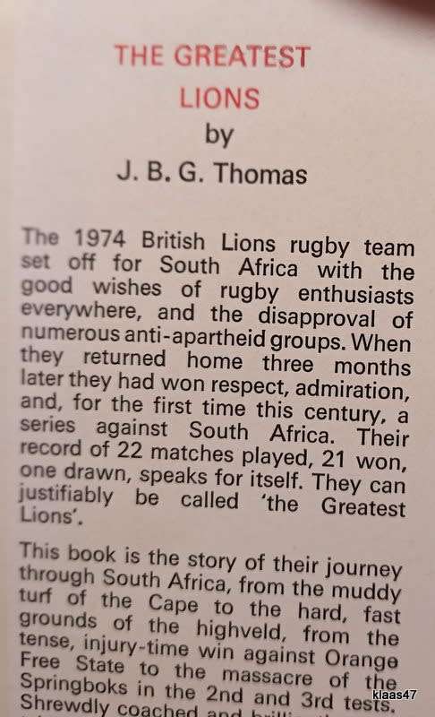 The Greatest Lions - J B G Thomas - Hardcover