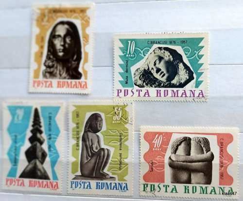 Romania - 1967 - Brancusi Sculpture - 5 Used Hinged stamps