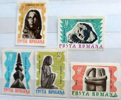 Romania - 1967 - Brancusi Sculpture - 5 Used Hinged stamps