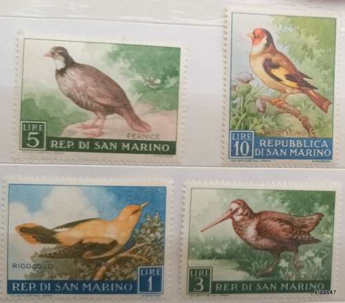 San Marino - 1960 - Birds - 4 Unused Hinged stamps