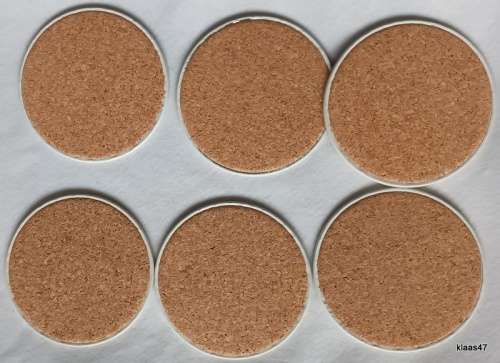 Vintage - Bistro Coasters -  Boxed Set of 6 Metal Clad Coasters - Cork Base