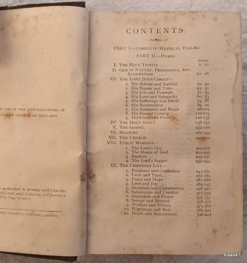 Church Praise: Comprising Part I Complete Metrical Psalms and Part II Hymns - Preface dated 1883
