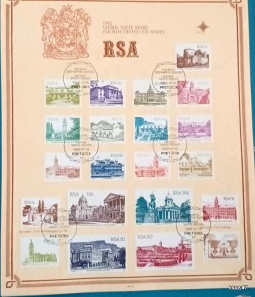 RSA - 1982 - 4th Definitive Series (Buildings) - Set of 21 stamps on Cover 4.1