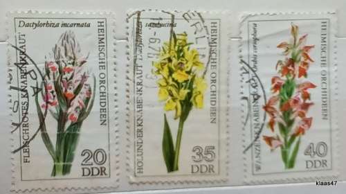 Germany - DDR - 1976 - Flowers/Orchids - 3 Used stamps (poor quality)