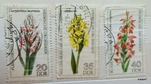 Germany - DDR - 1976 - Flowers/Orchids - 3 Used stamps (poor quality)