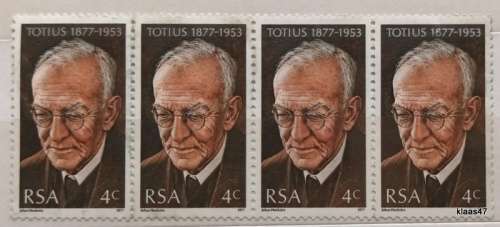 RSA - 1977 - Birth Centenary of Totius - Strip of 4 Mint stamps
