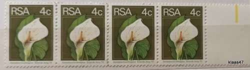 RSA - 1973 - 2nd Definitive - 4c - Strip of 4 Mint stamps