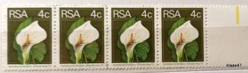 RSA - 1973 - 2nd Definitive - 4c - Strip of 4 Mint stamps