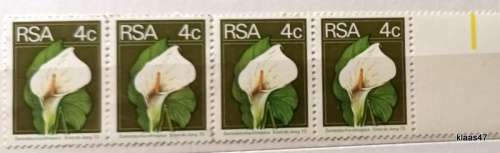 RSA - 1973 - 2nd Definitive - 4c - Strip of 4 Mint stamps
