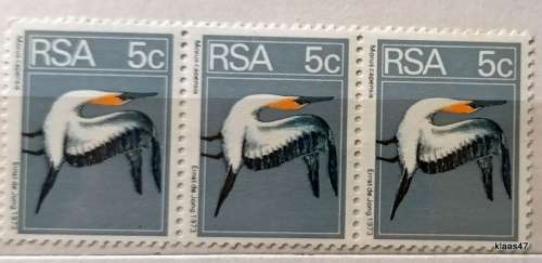 RSA - 1973 - 2nd Definitive - 5c - Strip of 3 Mint stamps
