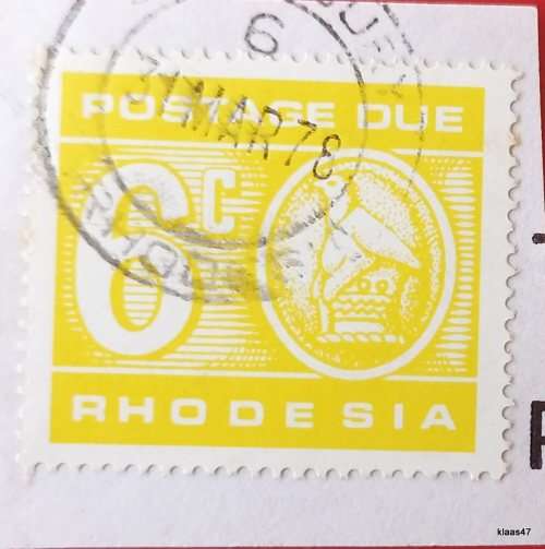Rhodesia - 1970 - Decimal Issue Postage Due - 6c (yellow) Used, on paper