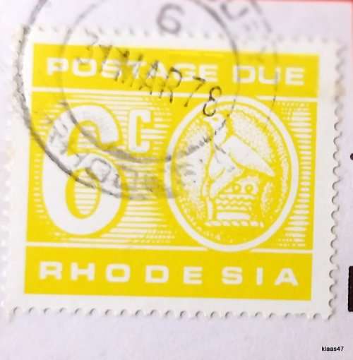 Rhodesia - 1970 - Decimal Issue Postage Due - 6c (yellow) Used, on paper
