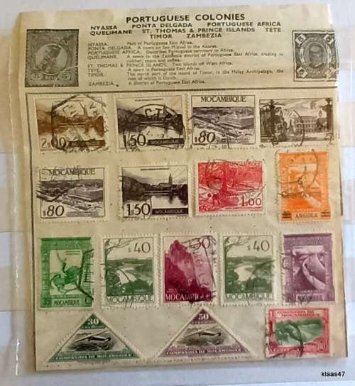 Portuguese Mozambique - 16 Used stamps (Hinged) on Album Sheet