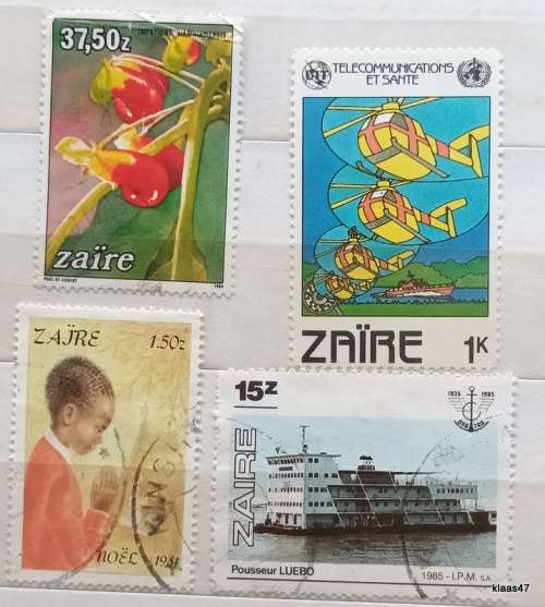 Zaire - Mixed Lot of 4 Used stamps (Look closely at the 37,50Z)