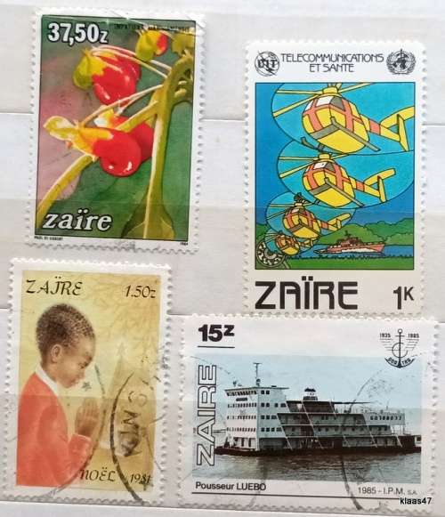 Zaire - Mixed Lot of 4 Used stamps (Look closely at the 37,50Z)