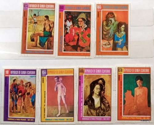 Equatorial Guinea - 1974 - Picasso Paintings - Set of 7 Cancelled stamps