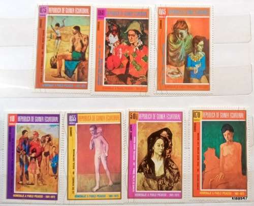 Equatorial Guinea - 1974 - Picasso Paintings - Set of 7 Cancelled stamps