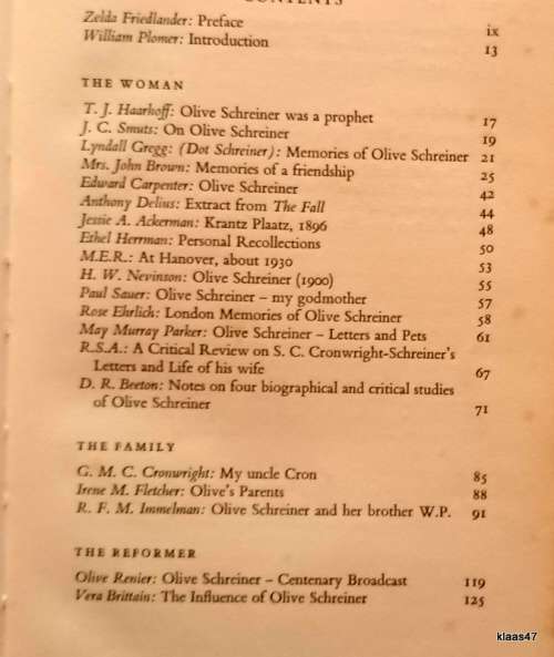 Until the Heart Changes: A Garland for Olive Schreiner - Ed: Zelda Friedlander - Hardcover 1967